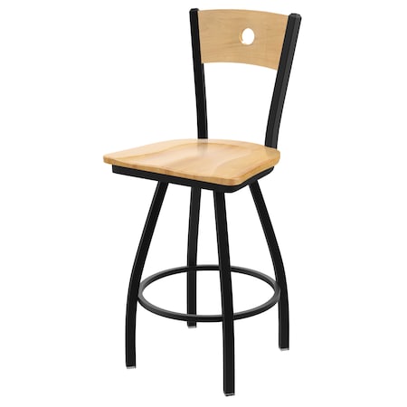 Holland Bar Stool Co 36" Swivel Counter Stool, Nickel Finish, Nat Back, Nat Maple Seat 83036BWNatMplBNatMpl